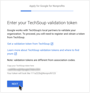 TechSoup validation token